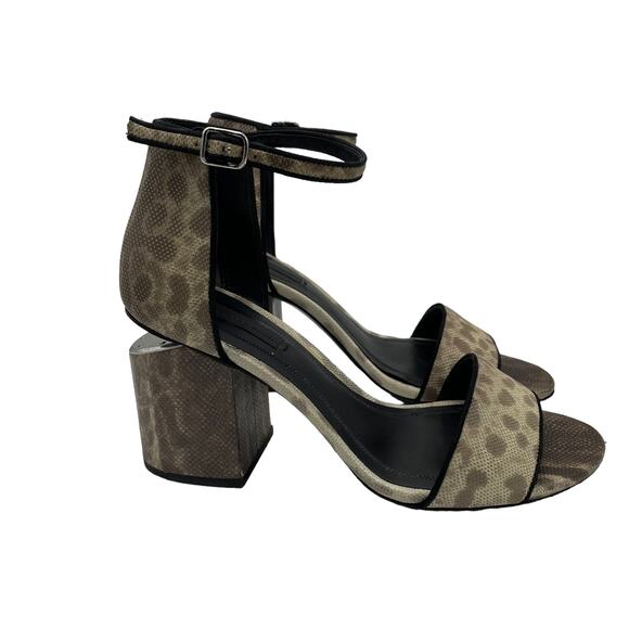 Alexander Wang Abby Animal Print Leather Block Heel Sandals - Natural - 36.5 - Picture 5 of 15